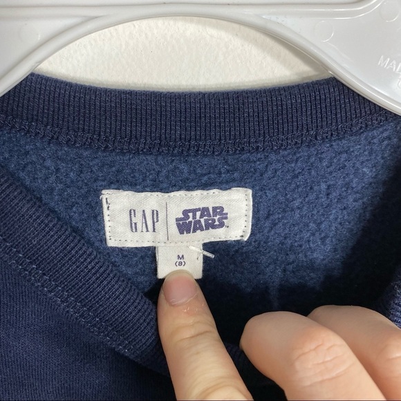 Gap Star Wars Sweater Blue Gold Sz Medium 8 Kids Youth Disney Crewneck - Picture 3 of 4